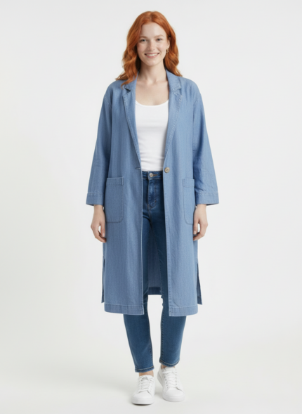 Kadın Mavi Denim Oversize Ceket