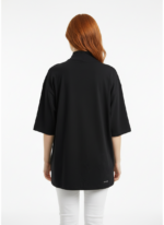 Kadın Siyah Yarım Balıkçı Yaka Yarım Kol T-Shirt - Görsel 2