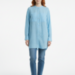Kadın Uzun Kol Rahat Fit Oversize Mavi Gömlek