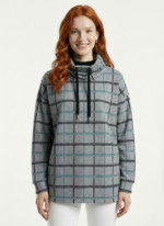 Kadın Ekose Desenli Kapüşonlu Sweatshirt