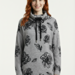 Kadın Çiçek Desenli Boğazlı Sweatshirt