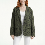 Kadın Oversize Desenli Haki Blazer Ceket