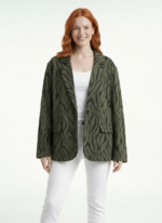 Kadın Oversize Desenli Haki Blazer Ceket
