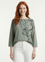 Kadın Oversize Triko Desenli Bluz