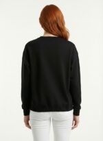 Kadın Siyah Baskılı Bisiklet Yaka Sweatshirt - Görsel 2