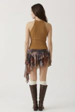 Kadın Fitilli Halter Yaka Crop Bluz - Görsel 3