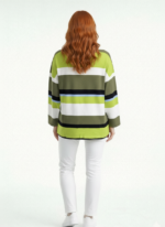 Kadın Renkli Çizgili Oversize Bluz - Görsel 2