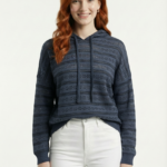 Kadın Casual Kapüşonlu Delikli Sweatshirt