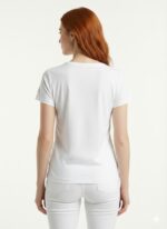 Beyaz V Yaka Kadın T-Shirt - Görsel 2