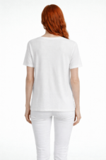 Beyaz Kadın Kısa Kollu Baskılı Yuvarlak Yaka T-Shirt - Görsel 2