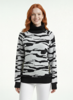 Kadın Kamuflaj Desenli Yarım Balıkçı Yaka Sweatshirt