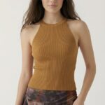 Kadın Fitilli Halter Yaka Crop Bluz