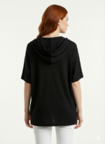 Kadın Siyah Kapüşonlu Oversize Sweatshirt - Görsel 2