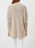 Kadın Bej Triko Oversize Basic Bluz - Görsel 2