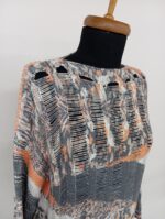 Kadın Oversize Triko Kazak - Desenli, Uzun Kollu - Görsel 2