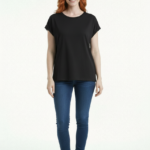 Siyah Kadın Basic Rahat Kesim T-Shirt