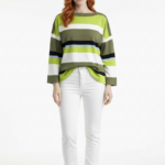 Kadın Renkli Çizgili Oversize Bluz