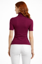Kadın Mor Yarım Balıkçı Yaka Slim Fit Triko Bluz - Görsel 2