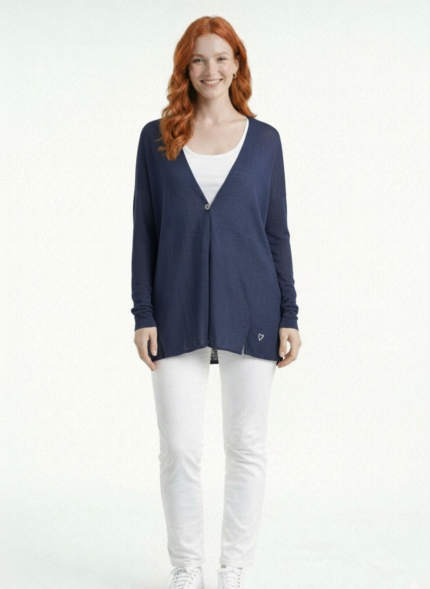 Kadın Oversize Basic V Yaka Triko Hırka