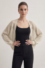Premium Ajurlu İnce Triko Bolero Hırka