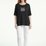 Kadın Siyah Baskılı Regular T-Shirt