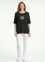 Kadın Siyah Baskılı Regular T-Shirt
