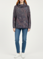 Kadın Balıkçı Yaka Taş İşlemeli Desenli Triko Kazak