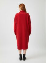 Kadın Oversize Kadife Kırmızı Elbise - Görsel 2