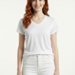 Beyaz V Yaka Kadın T-Shirt