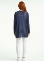 Kadın Oversize Basic V Yaka Triko Hırka - Görsel 2