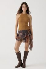 Kadın Fitilli Halter Yaka Crop Bluz - Görsel 2