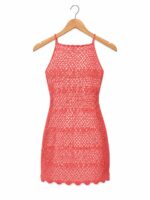 Ajurlu Sırt Dekolteli Transparan Beachwear - Mini Plaj Elbisesi - Görsel 3