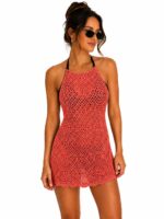 Ajurlu Sırt Dekolteli Transparan Beachwear - Mini Plaj Elbisesi