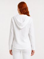 Kadın Kapüşonlu Beyaz İnce Sweatshirt - Görsel 3