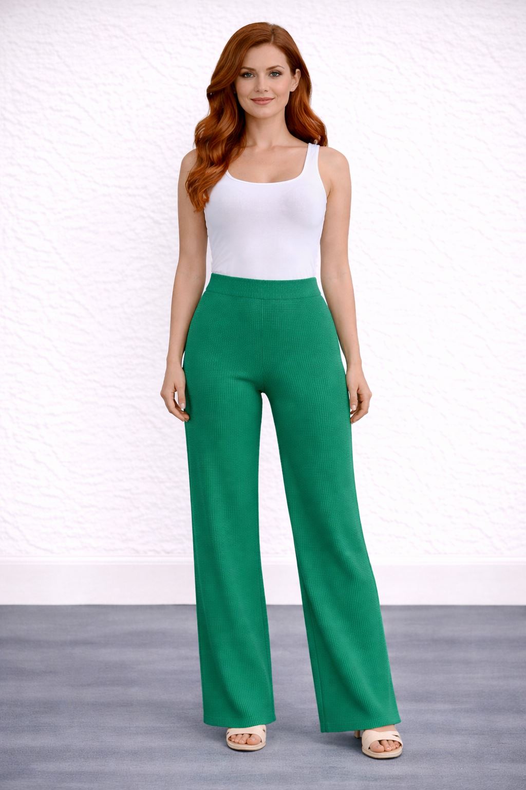 049daff0e54046e4951f88564e9811ba.jpg Beli Lastikli Bol Paça Polyester Pantolon - Görsel 1