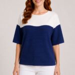 Kadın Triko Kumaş Relaxed Fit Yarım Kollu Bluz