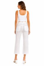 Kadın Regular Fit Paça Beyaz Pantolon - Görsel 2