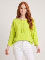 Kadın Relaxed Fit Uzun Kollu Yuvarlak Yaka Basic Bluz
