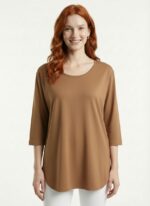 Neden Tekstil Kadın Relaxed Basic Kahverengi Uzun Kollu Bluz