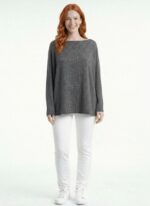 Neden Tekstil Kadın Oversize Triko Uzun Kollu Gri Bluz