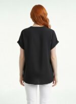 Neden Tekstil Kadın Siyah V Yaka Regular Fit Bluz - Görsel 2