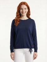 Neden Tekstil Kadın Lacivert Relaxed Fit Triko Detaylı Uzun Kollu Bluz