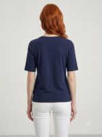 Kadın Lacivert Basic Yuvarlak Yaka Kısa Kollu T-Shirt - Görsel 4