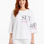 Kadın Beyaz Oversize Yazılı T-Shirt