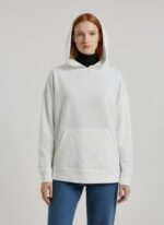 Kadın Beyaz Kapüşonlu Oversize Sweatshirt