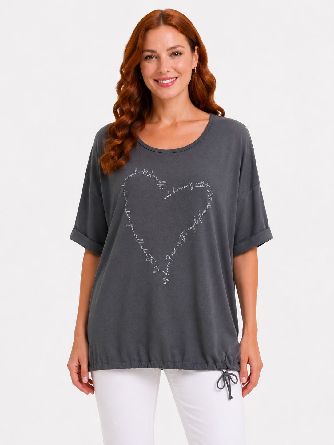 36edbedb-7b2e-43bc-ac16-5fa99ef3cb62.jpg Kadın Oversize Gri T-Shirt - Görsel 1