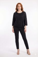 Neden Tekstil Kadın Oversize Siyah Triko Detaylı Bluz