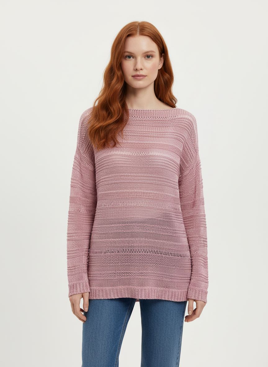 3d8a805a-b8f6-4b7a-9287-81915c886c53.jpg Neden Tekstil Kadın Oversize Triko Kazak - Pembe - Görsel 1