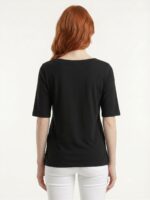 Neden Tekstil Kadın Siyah Standart Kesim Yuvarlak Yaka T-Shirt - Görsel 2