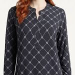 Kadın Desenli Uzun Kollu Bluz